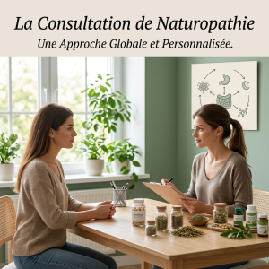 Consultation avec une naturopathe pour un reequilibrage alimentaire naturel et une prise en charge globale