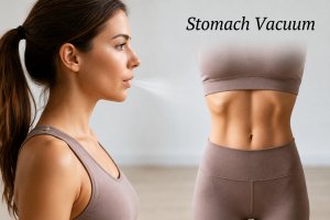 Femme faisant du stomach vacuum et des excercices hypopressifs